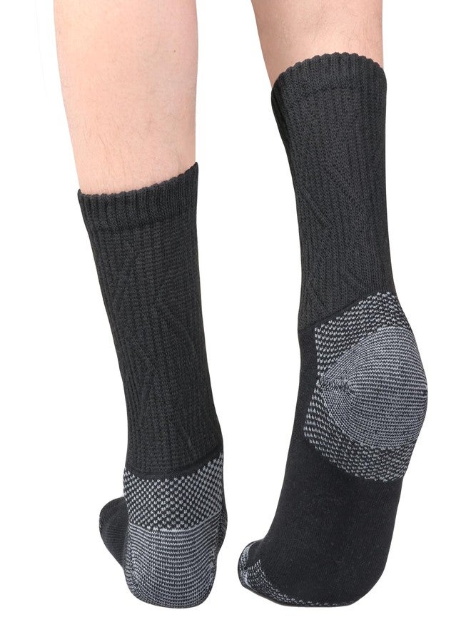 YUEDGE Men's Black Viscose Bamboo Diabetic Socks Wide Top Non Binding Neuropathy Socks For Men And Women Size 9-11, 5 Pairs - Image 3